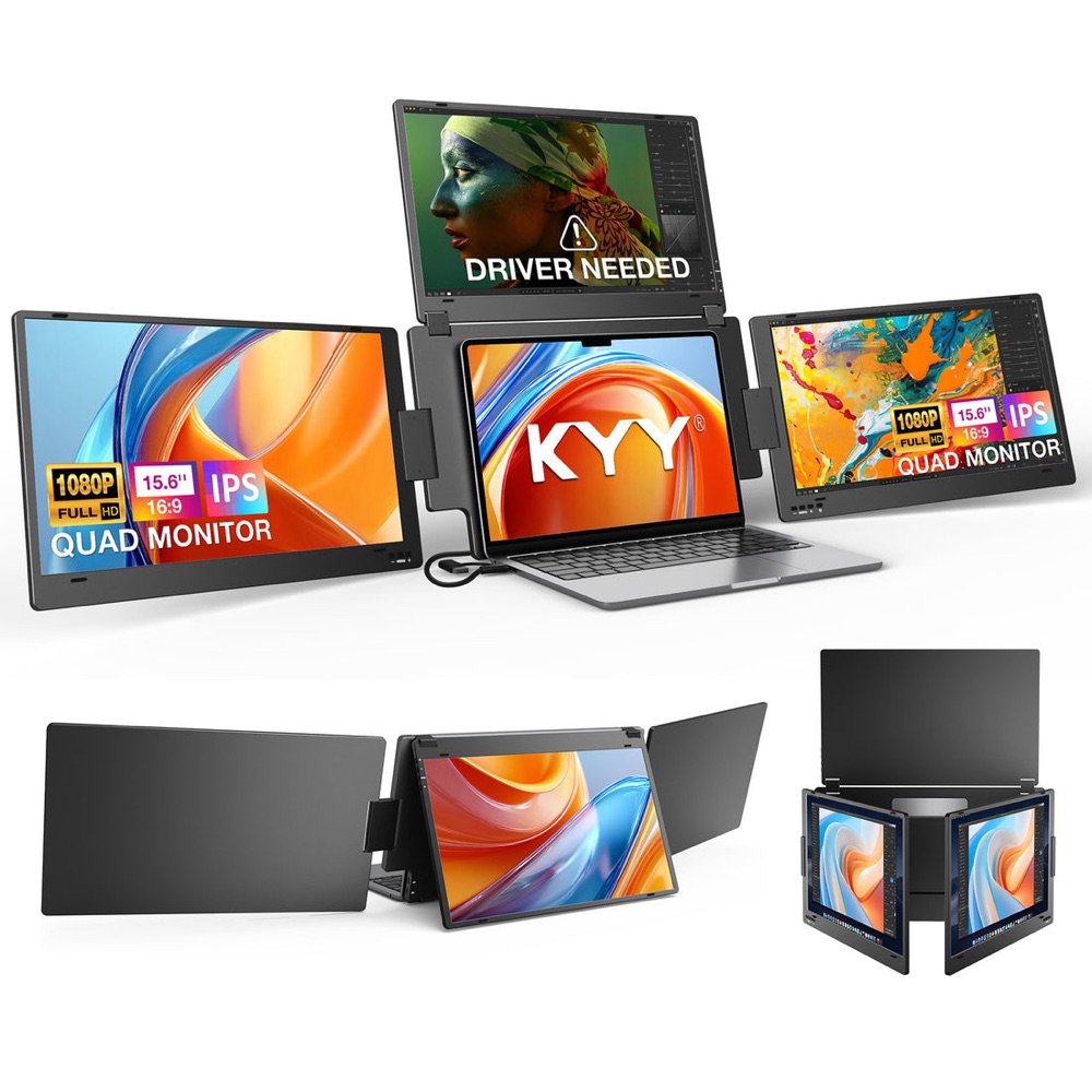 KYY X90G three-screen extender around a laptop